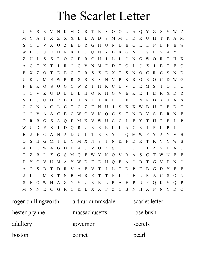 The Scarlet Letter Word Search