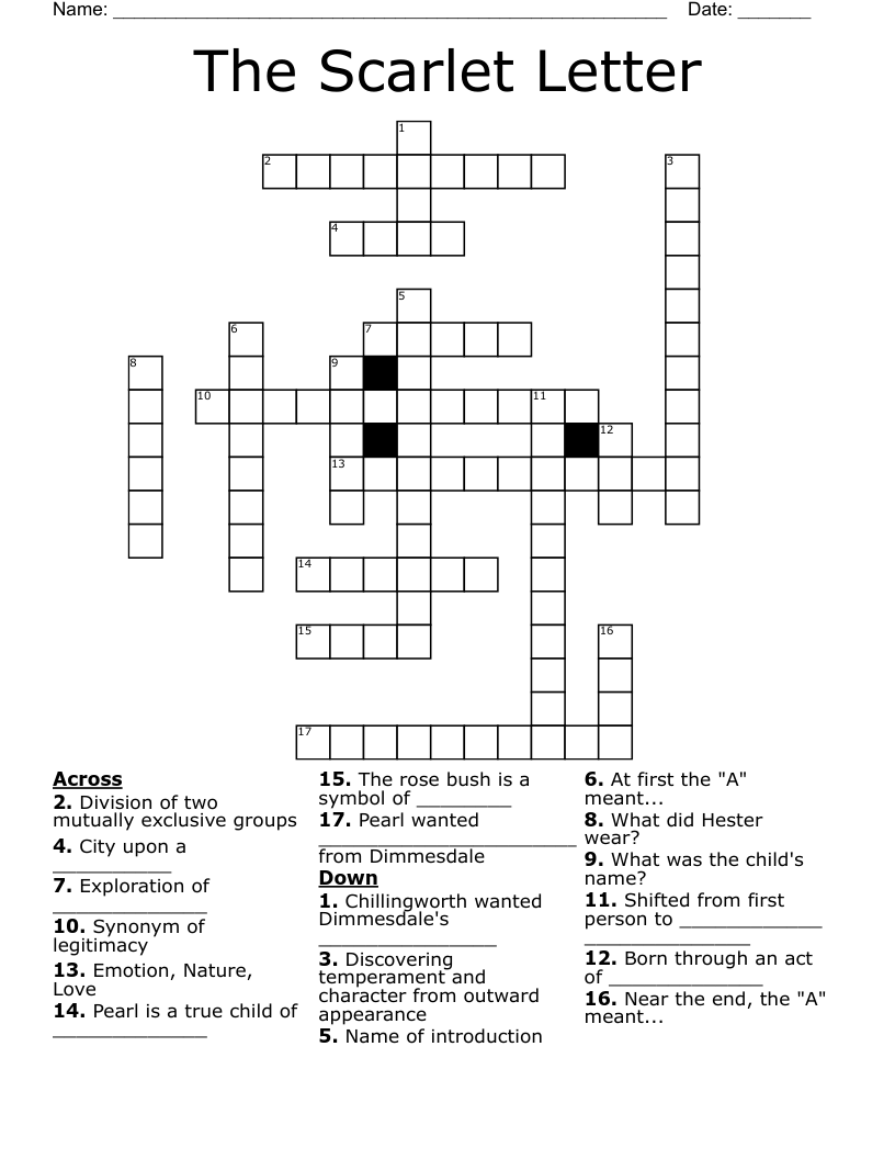 The Scarlet Letter Crossword