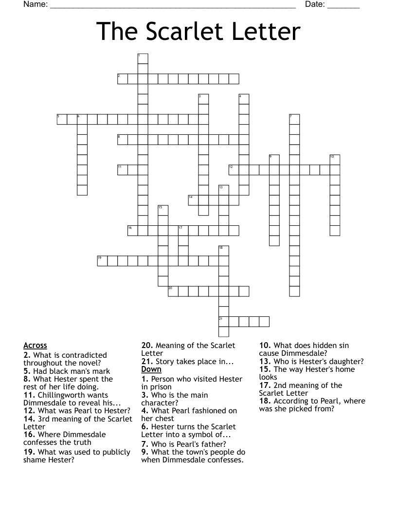 The Scarlet Letter Crossword
