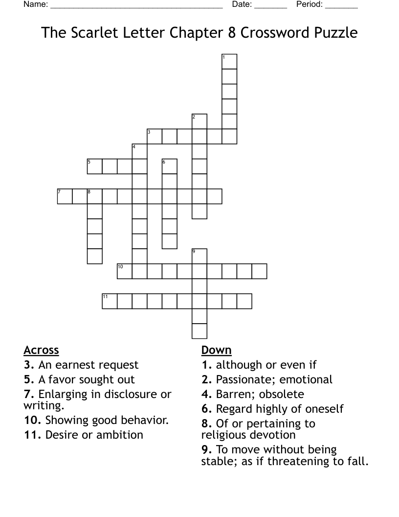 The Scarlet Letter Chapter 8 Crossword Puzzle