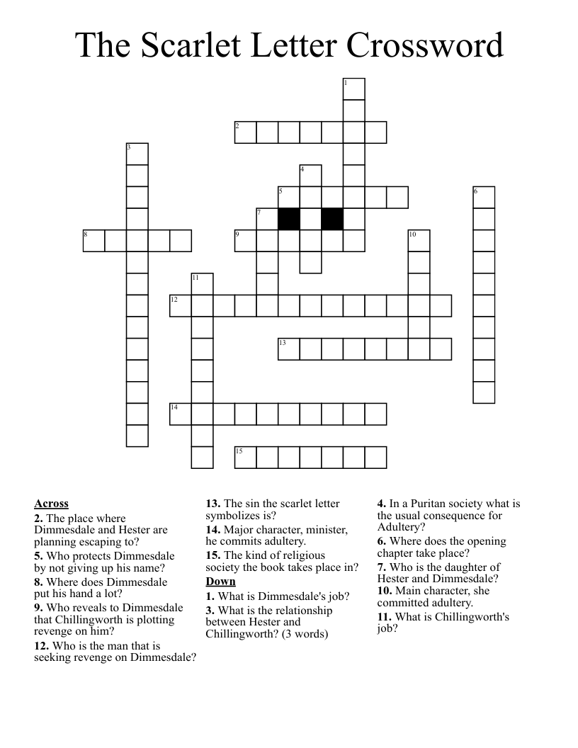 The Scarlet Letter Crossword 