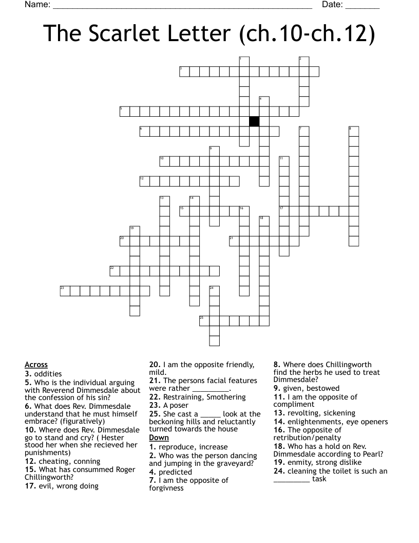 The Scarlet Letter (ch.10-ch.12) Crossword