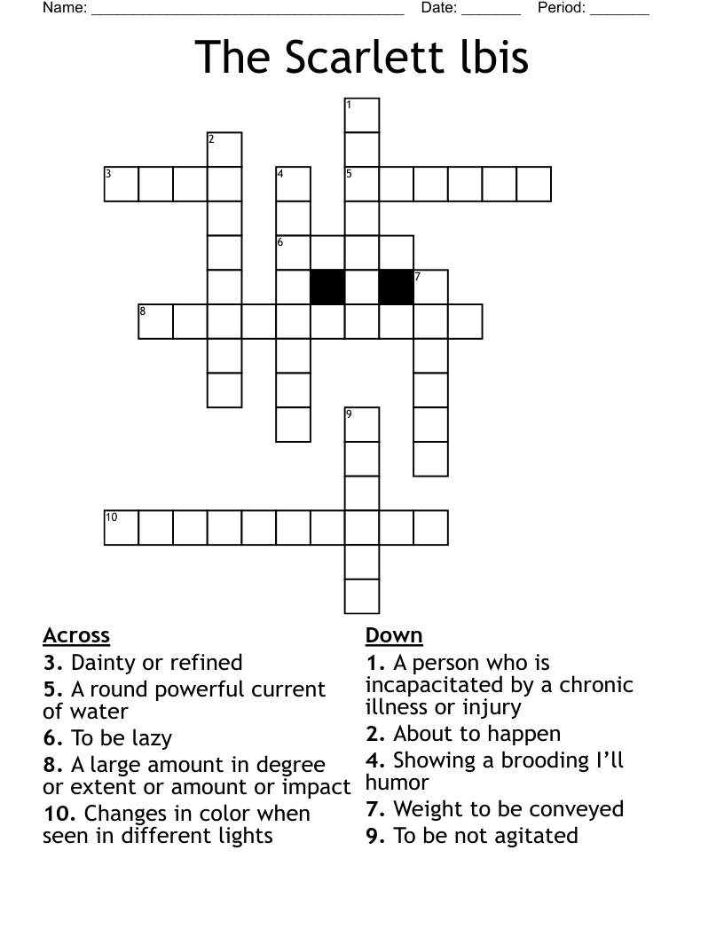 The Scarlett lbis  Crossword