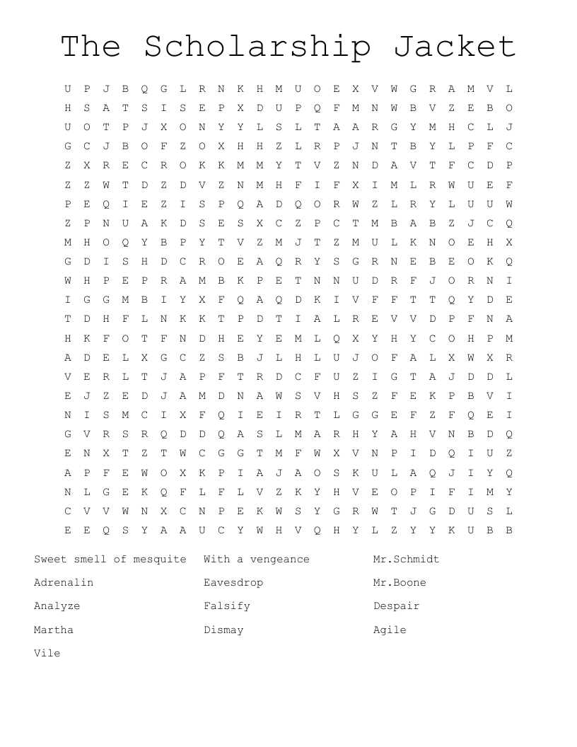 The Scholarship Jacket Word Search