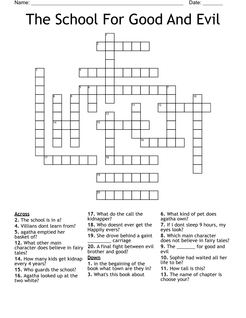 The School For Good And Evil Crossword