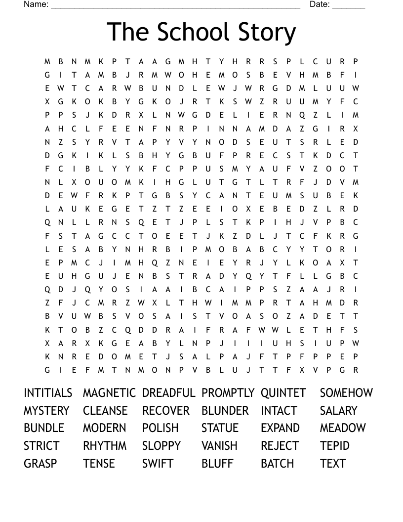 The School Story Word Search