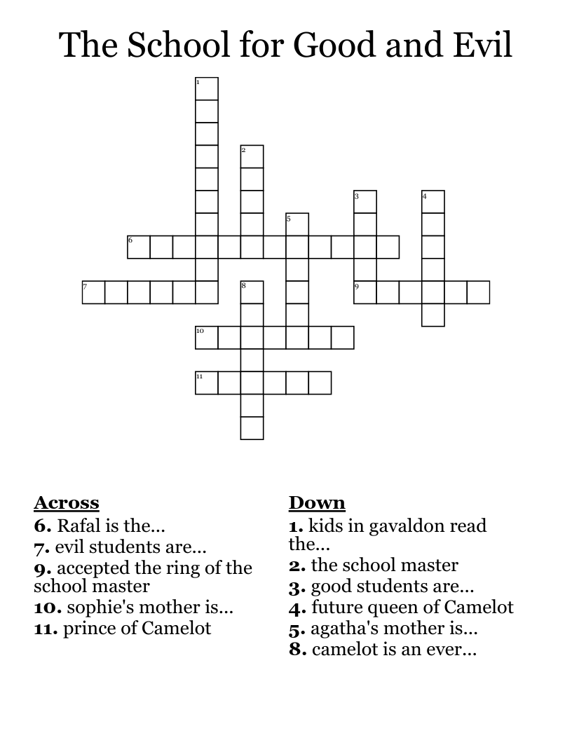 The School for Good and Evil Crossword