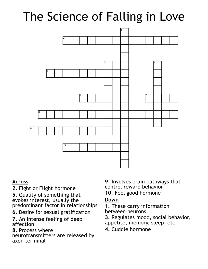 The Science of Falling in Love  Crossword