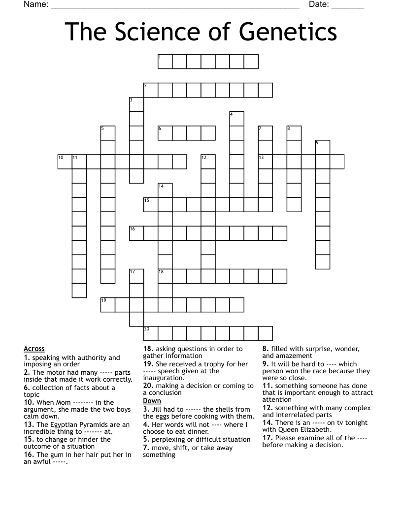 The Science of Genetics Crossword