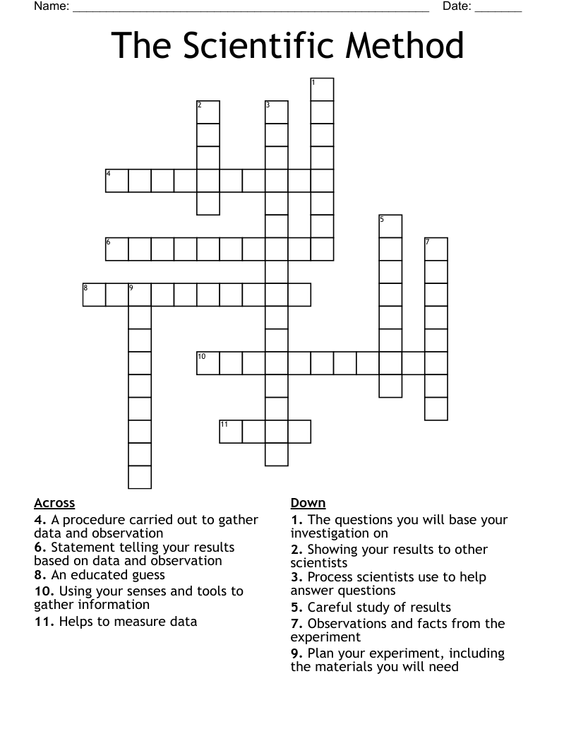 The Scientific Method Crossword