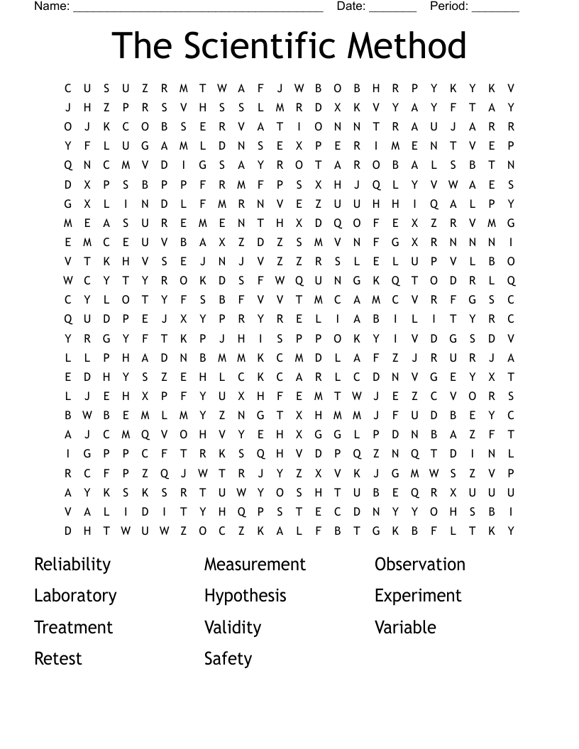 The Scientific Method Word Search