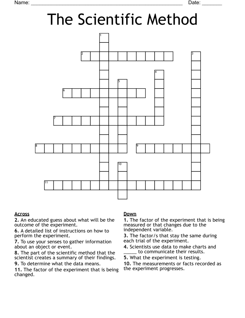 The Scientific Method Crossword