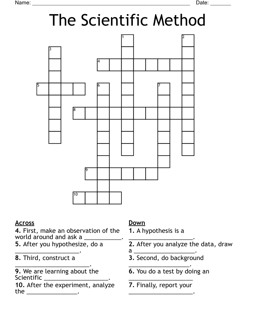 The Scientific Method Crossword