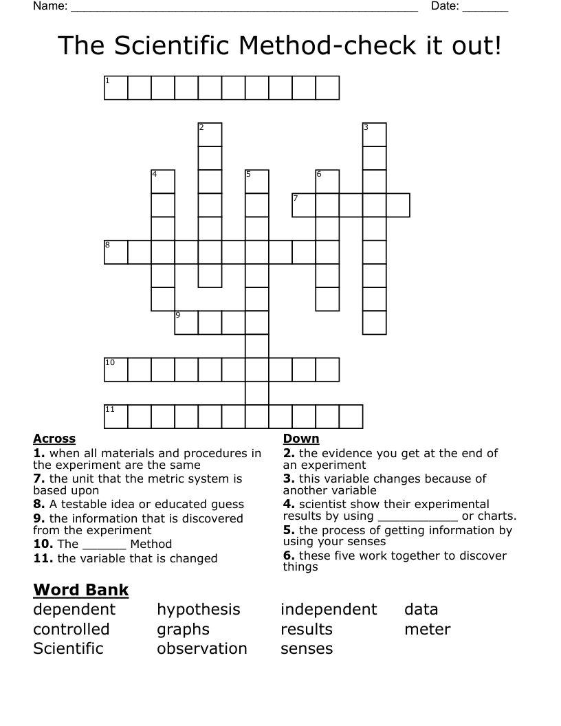 The Scientific Method-check it out! Crossword