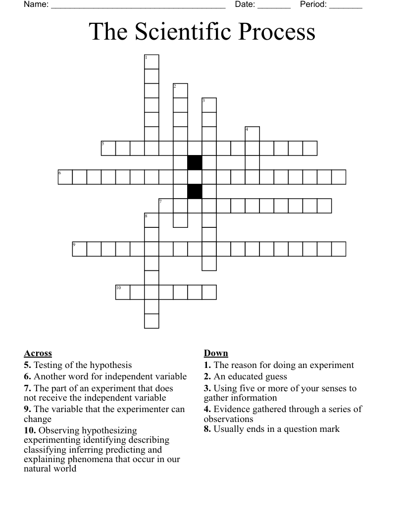 The Scientific Process Crossword