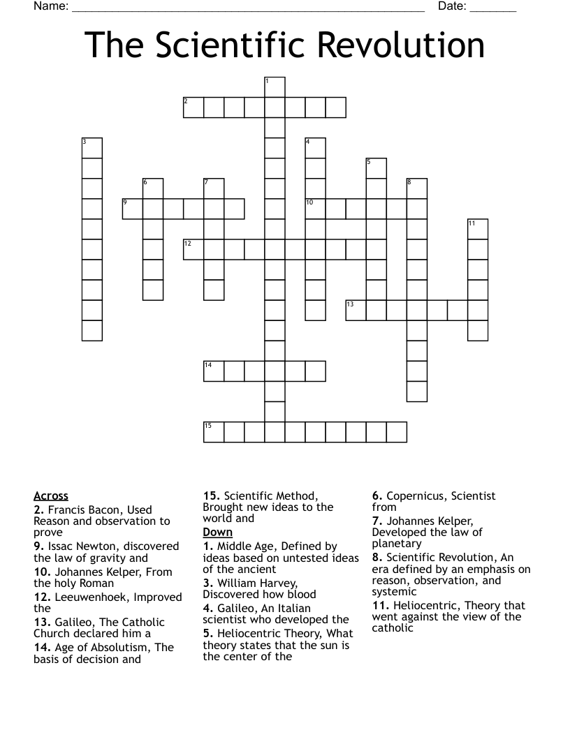 The Scientific Revolution Crossword