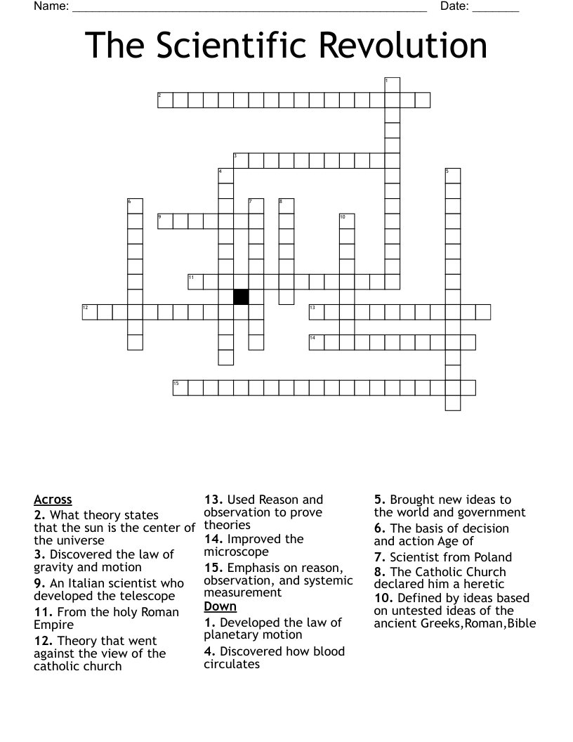 The Scientific Revolution Crossword