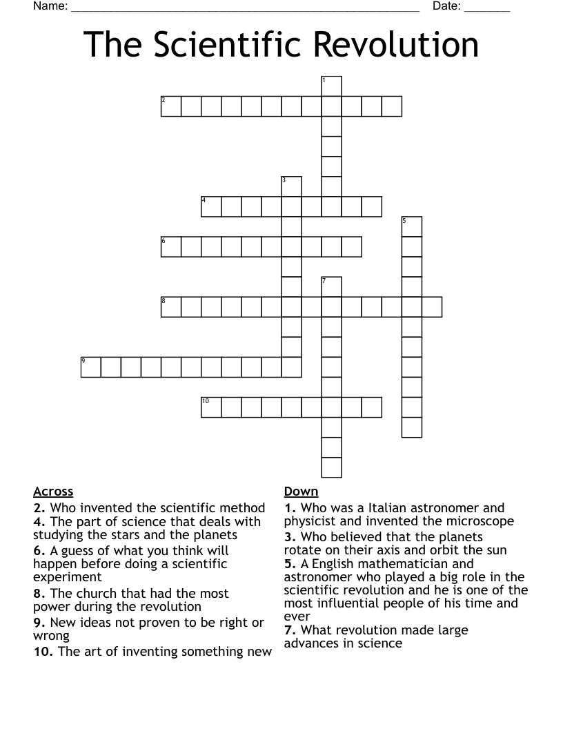The Scientific Revolution Crossword
