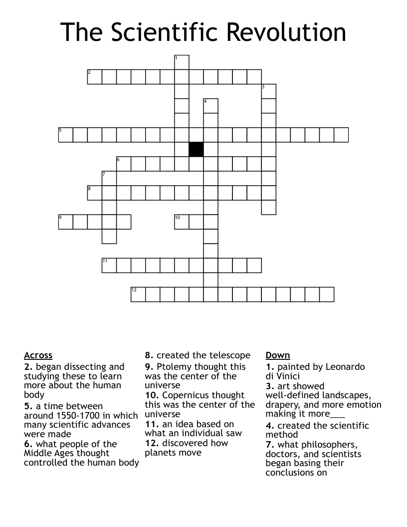 The Scientific Revolution Crossword