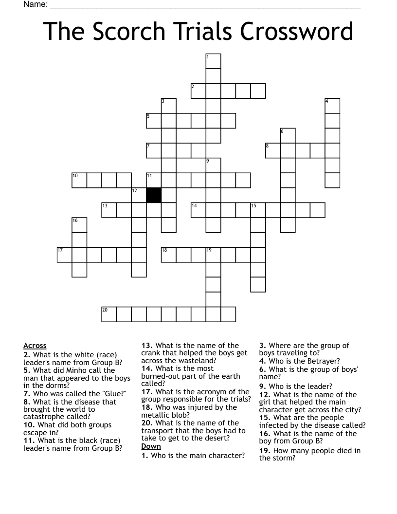 The Scorch Trials Crossword