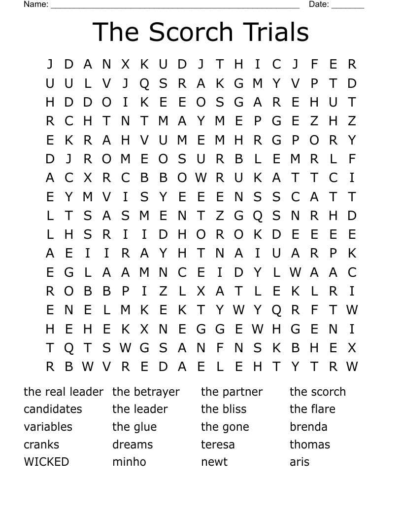 The Scorch Trials  Word Search