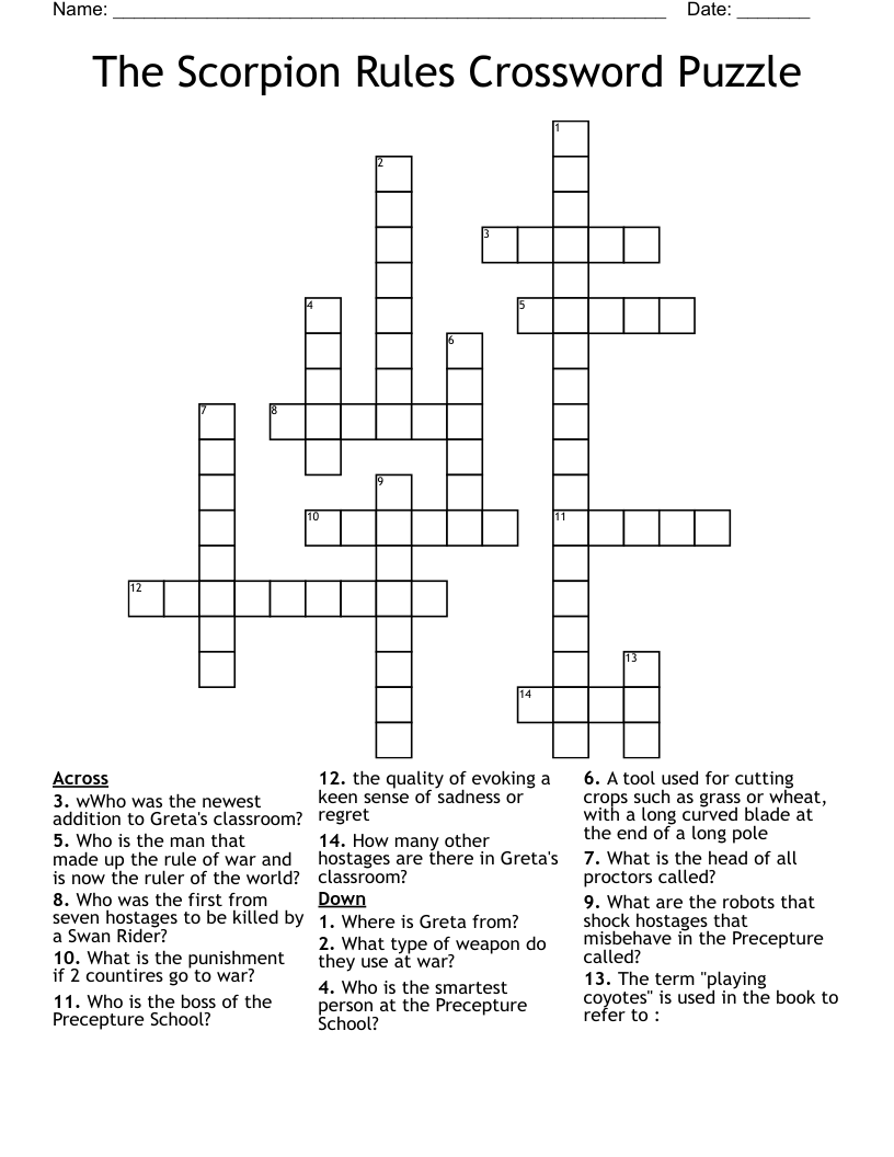 The Scorpion Rules Crossword Puzzle