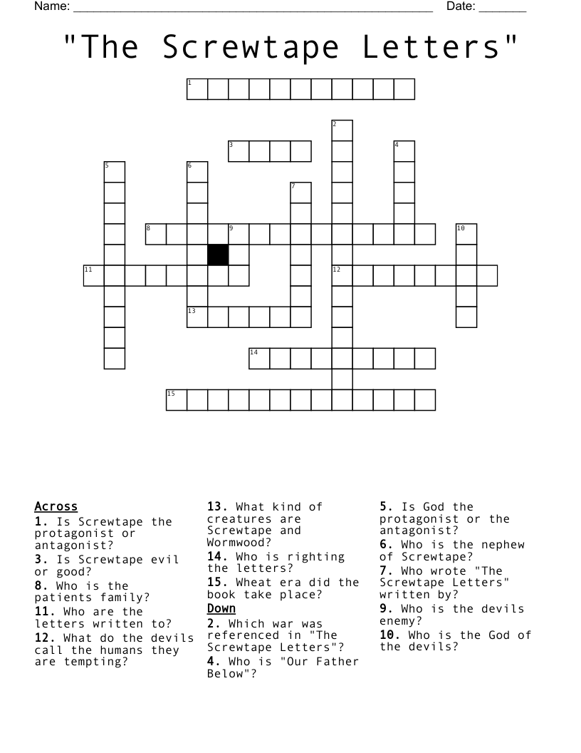 "The Screwtape Letters" Crossword