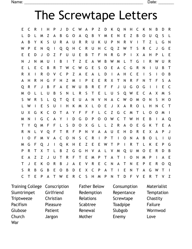 The Screwtape Letters Word Search