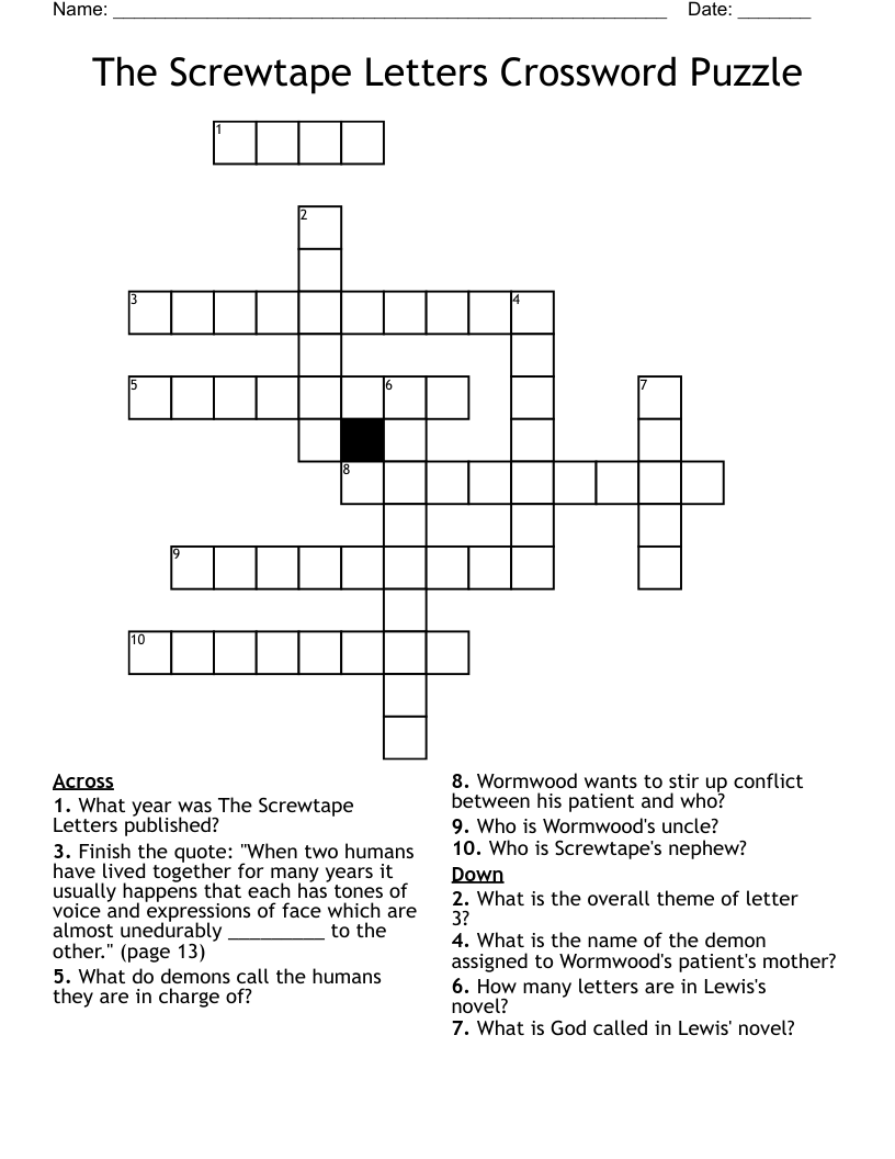The Screwtape Letters Crossword Puzzle