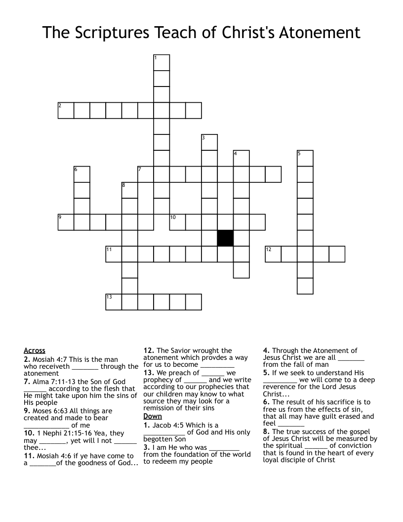 The Scriptures Teach of Christ's Atonement Crossword
