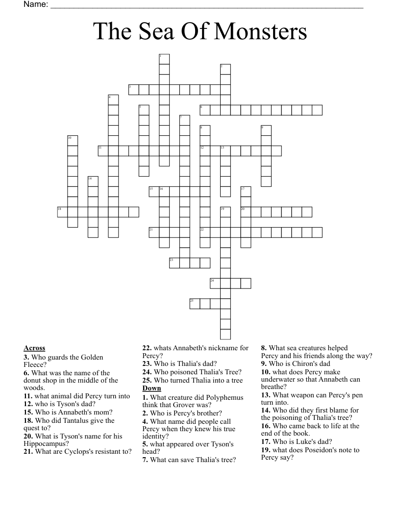 The Sea Of Monsters Crossword