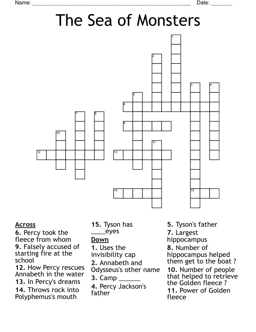 The Sea of Monsters Crossword