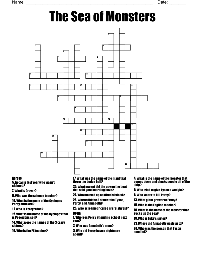 The Sea of Monsters Crossword