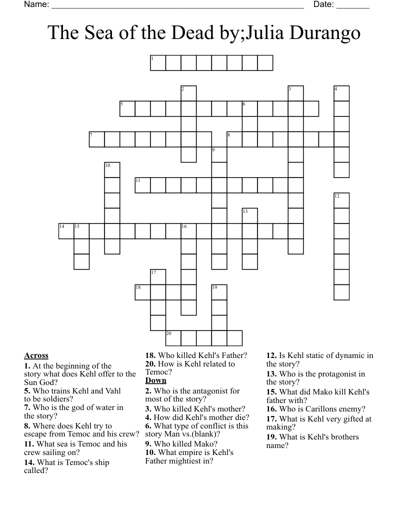 The Sea of the Dead   by;Julia Durango Crossword