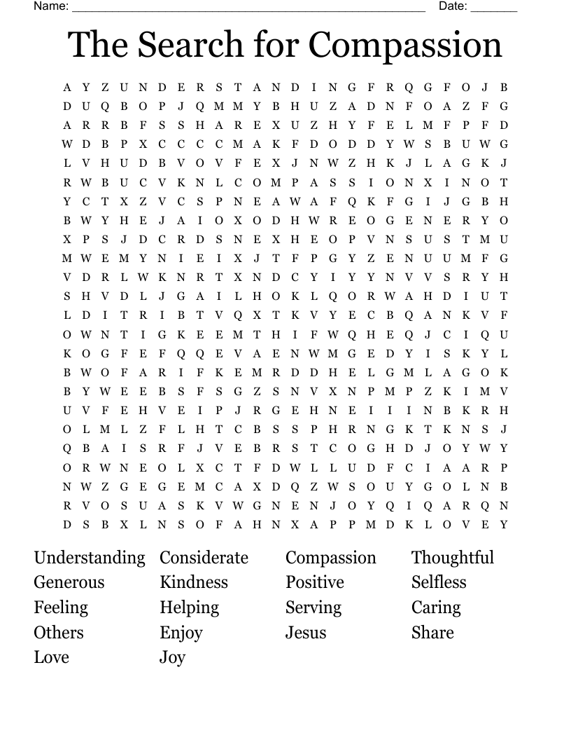 The Search for Compassion Word Search