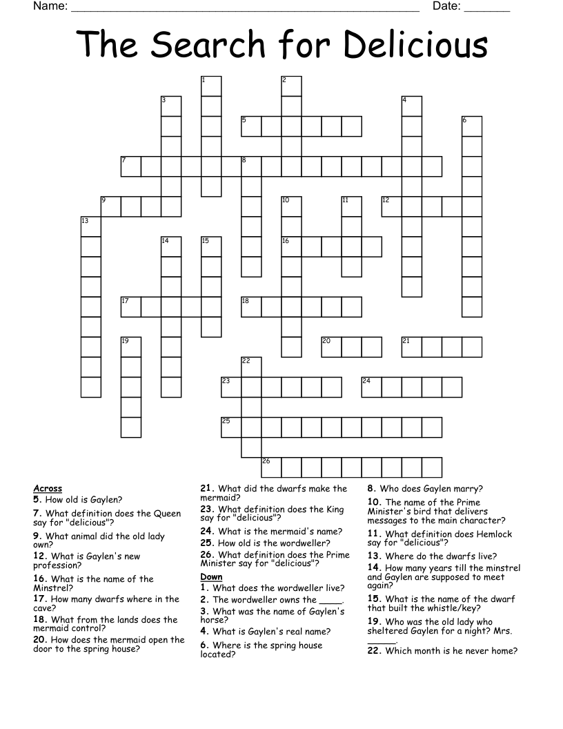The Search for Delicious Crossword