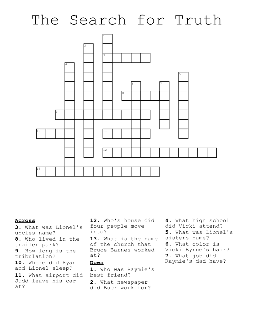 The Search for Truth Crossword