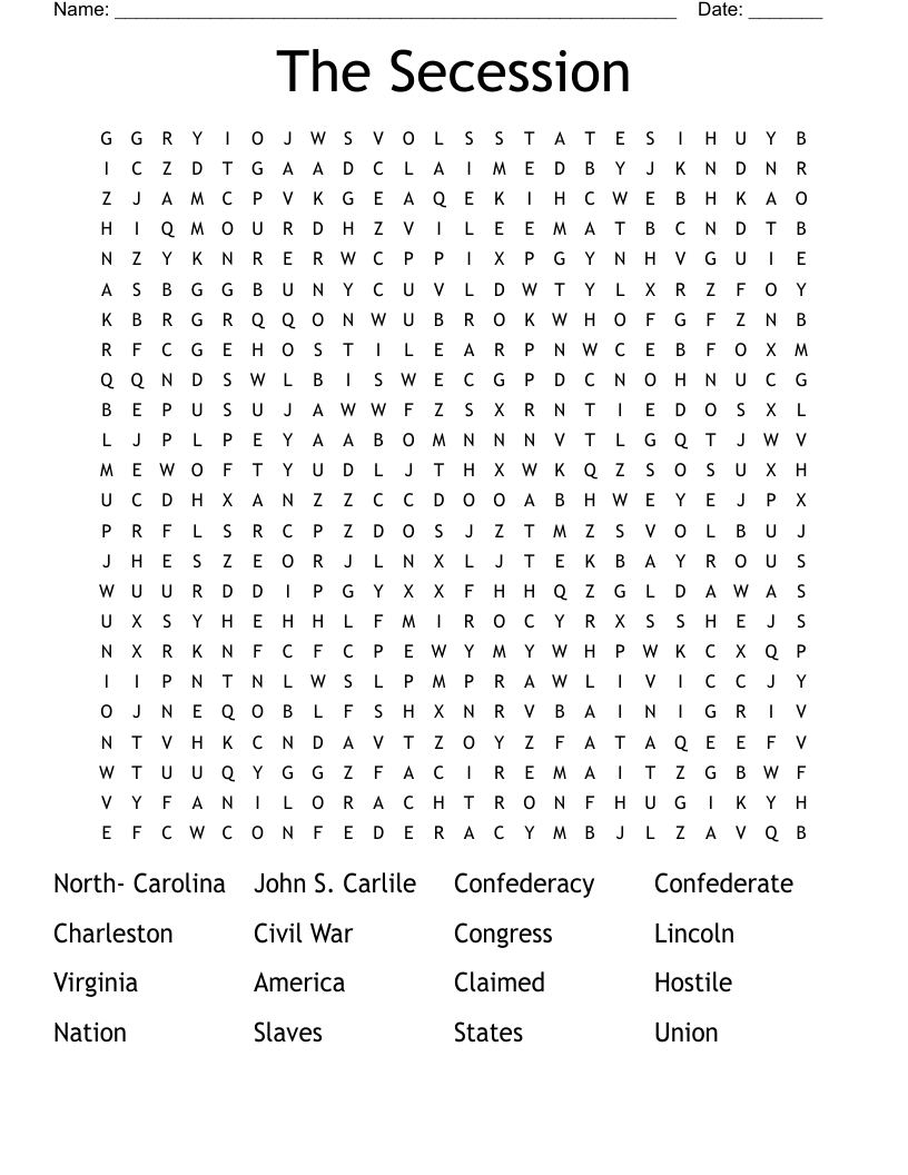 The Secession Word Search