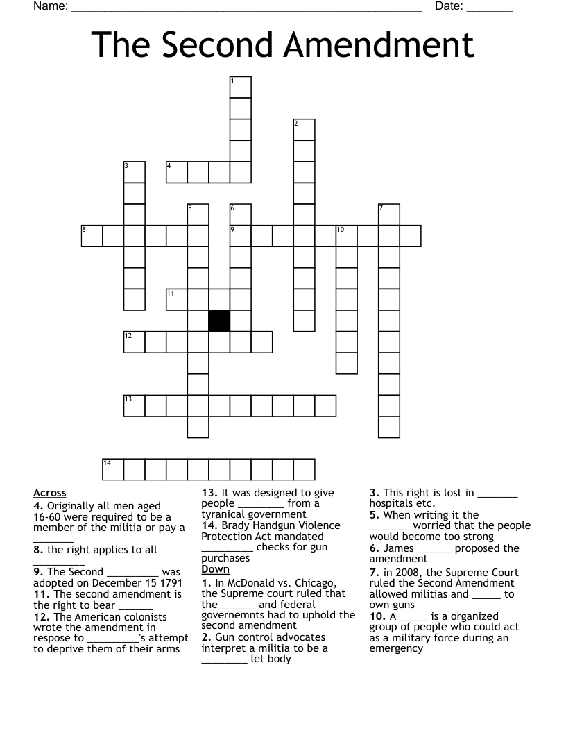 The Second Amendment Crossword