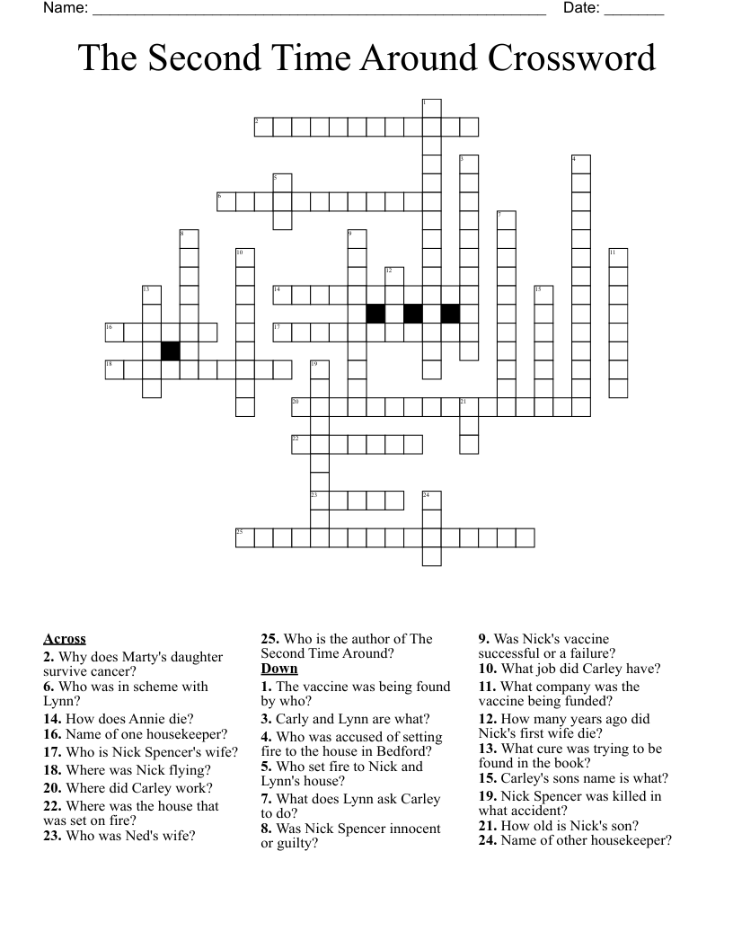 The Second Time Around Crossword