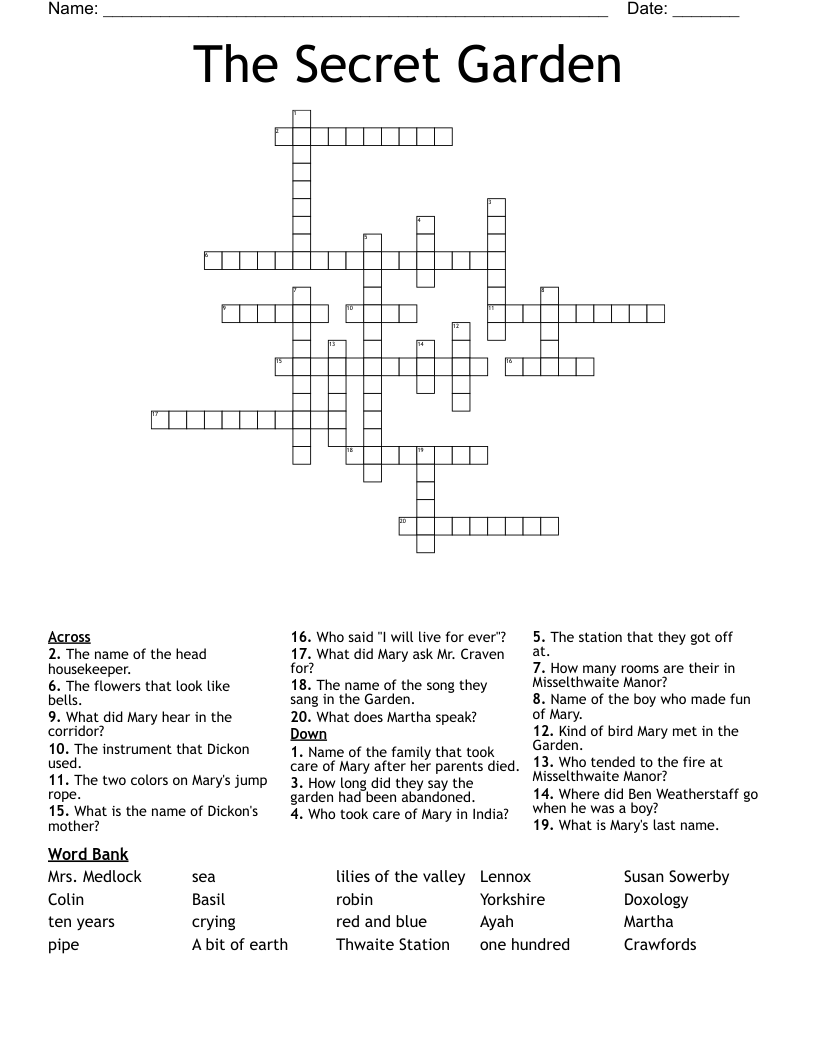 The Secret Garden Crossword