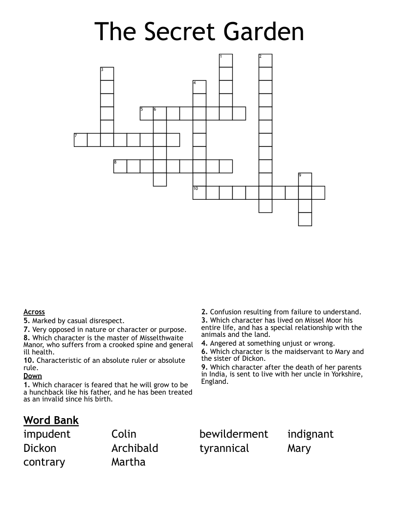 The Secret Garden Crossword