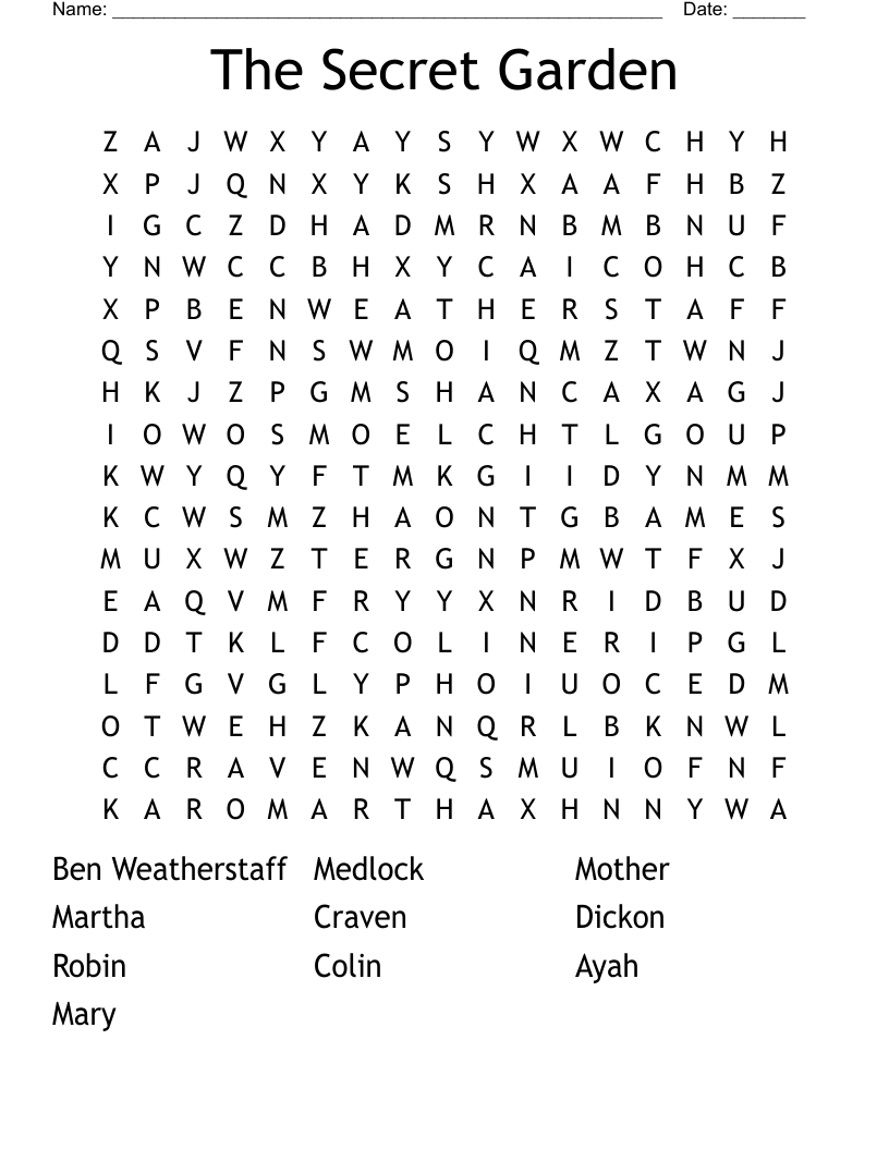 The Secret Garden Word Search