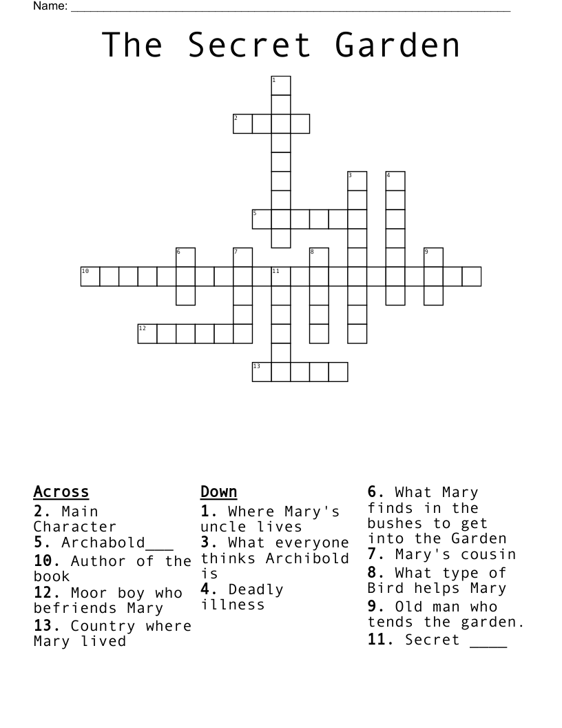 The Secret Garden Crossword