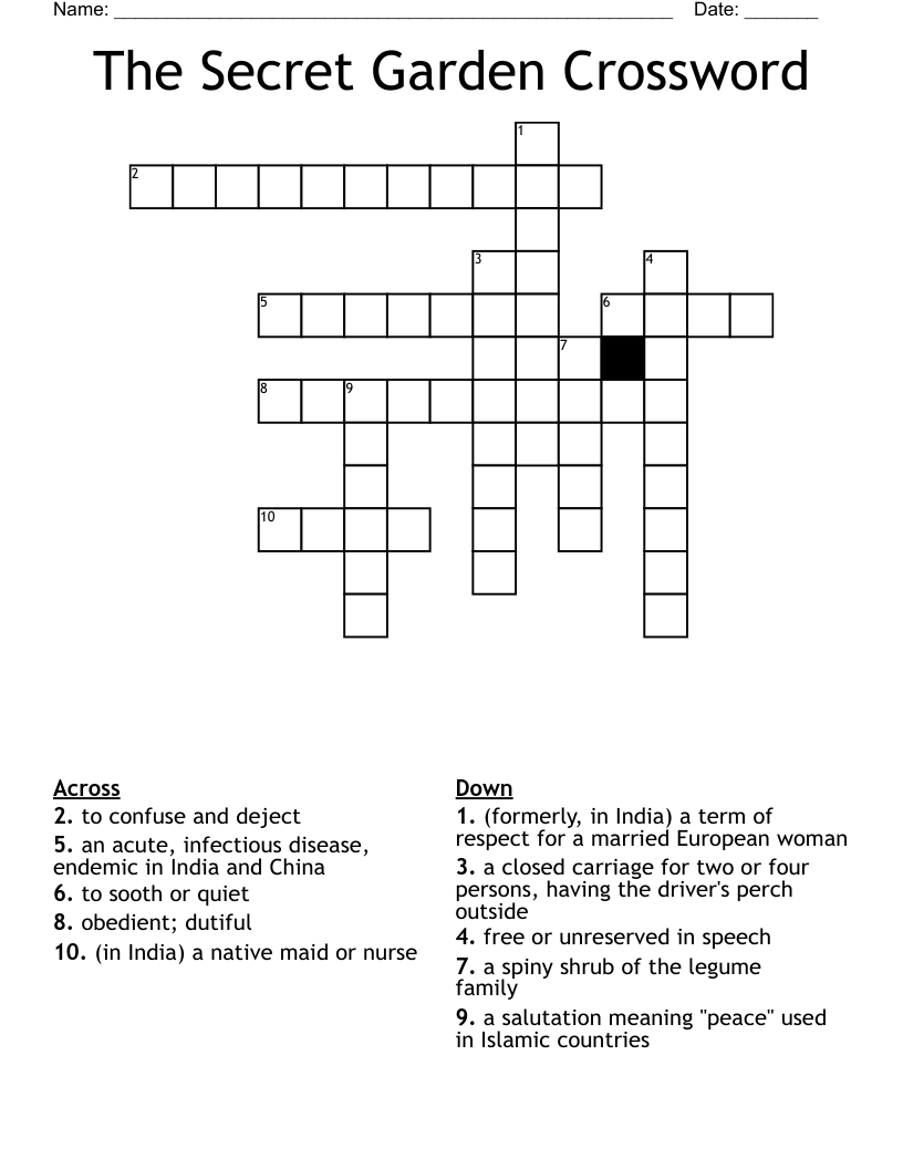The Secret Garden Crossword