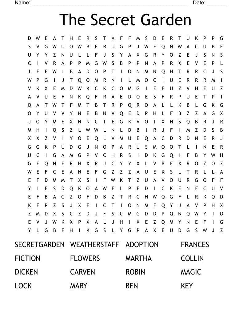 The Secret Garden  Word Search