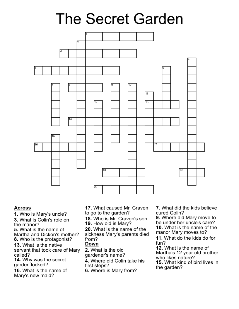 The Secret Garden  Crossword