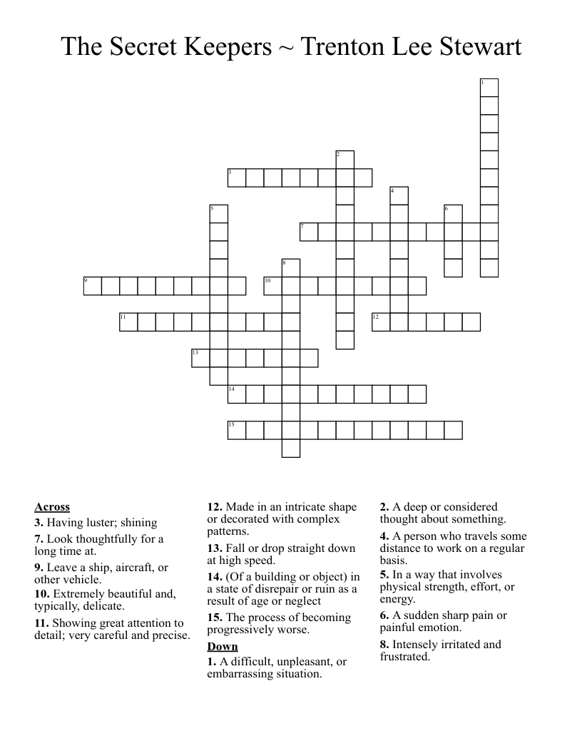 The Secret Keepers ~ Trenton Lee Stewart Crossword