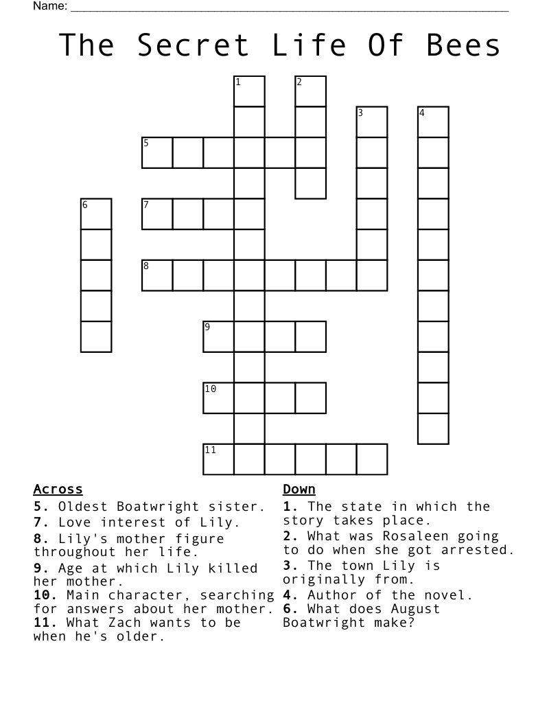 The Secret Life Of Bees Crossword