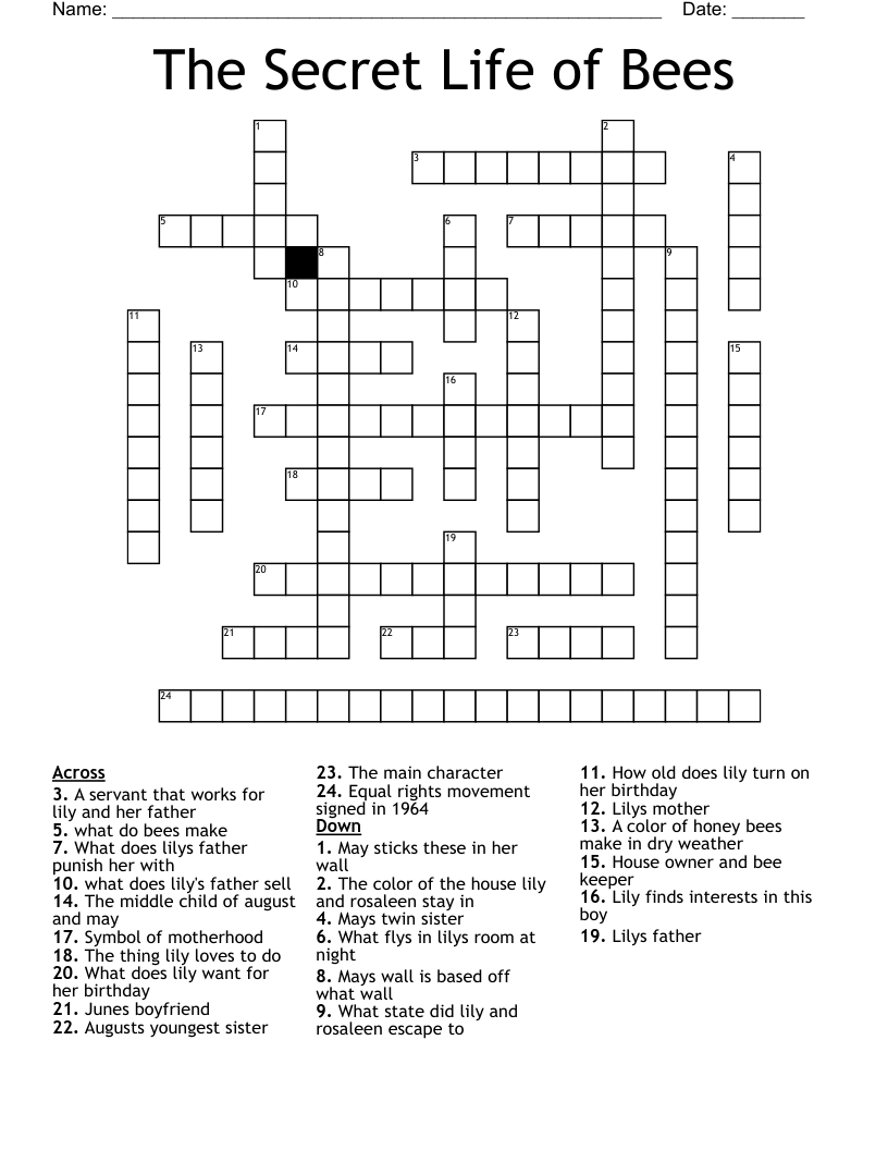 The Secret Life of Bees Crossword